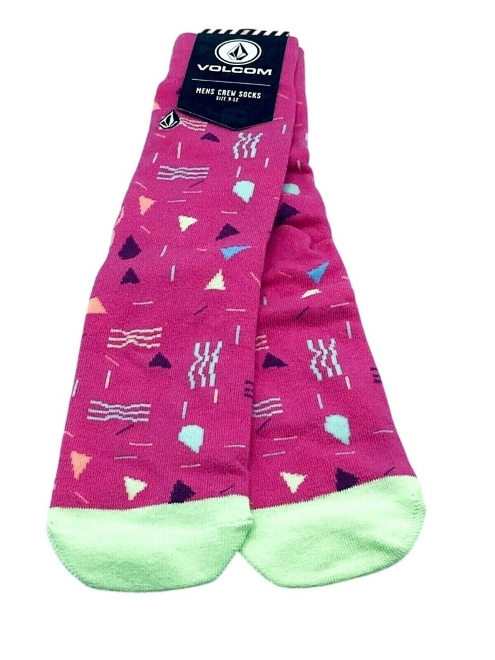 Volcom Men's True Hot Pink Crew Socks Abstract Designs Large 9-12